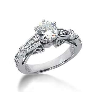  Exceptional Antique Round Diamond Ring in 14K White Gold 