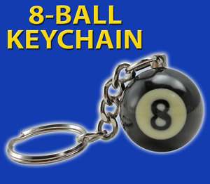 Ball Keychain Miniature 1” Eight Ball Pool Ball  