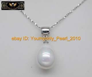   925SILVER   AAA QUALITY 12X15MM WHITE SEA SHELL PEARL PENDANT  
