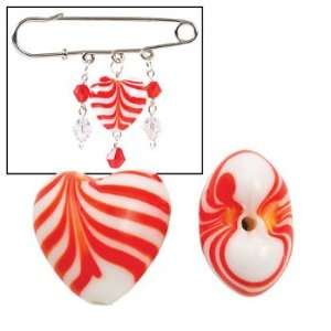  Candy Cane Heart Beads   21mm   Beading & Beads Arts 