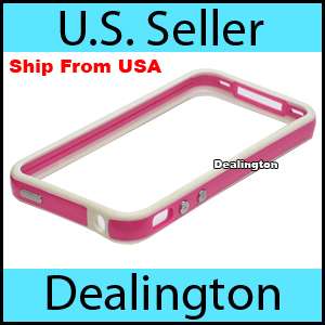 Apple iPhone 4 White+Pink Bumper Case w/ Metal Buttons  