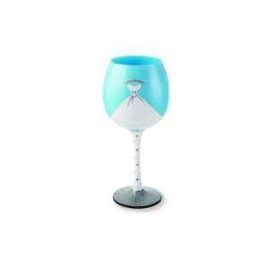 Mud Pie Bride Hand Painted Wine Glass 