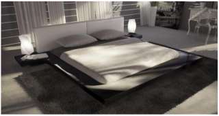 modern minimalist platform bed black high gloss finish headboard 