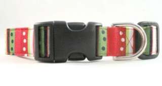   Christmas Stripes and Polka Dots Dog Collar Red Green and White  