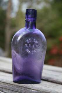 Whiskey Flask Union Made GBBA Bottle 1/2 Pint Deep Amythist  
