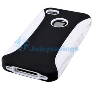 White Hybrid +Black TPU S Shape Case Cover For iPhone 4 4S 4G S 