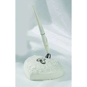  PORCELAIN WEDDING RINGS PEN WITH STAND