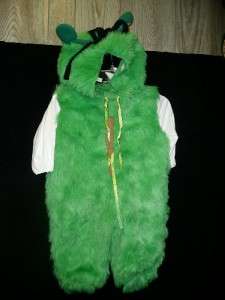 Fuzzy Green Two eyed Monster Halloween Costume sz 1   2 years small 