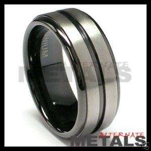 8MM Black Titanium Ring Wedding Band Sizes 8,9,10,11,12  
