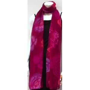  Size Scarf Magenta Purple Floral, Cool Summer Accessory, Neck Wear 