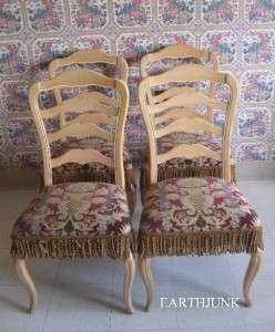 Ethan Allen Country French Set of 4 Ladderback Chairs w. 270 Bisque on 