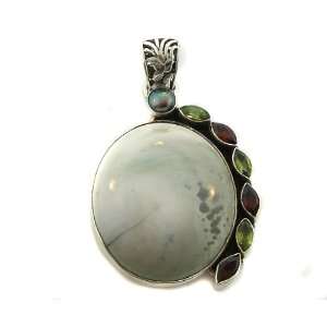   Black Pearl/peridot/garnet/oval Gem Stone 925 Sterling Silver Pendant