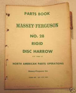 Massey Ferguson MF 28 Disc Harrow Parts Catalog manual  