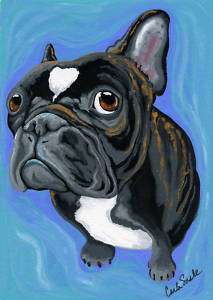 Artist Greeting Card Black French Bulldog Dog Art  