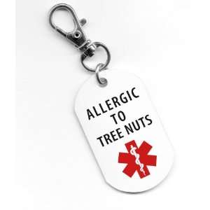 ALLERGIC to TREE NUTS Allergy Medical Alert 1 x 2 inch Aluminum Dog 
