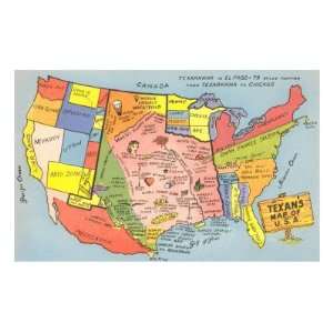  Texans Map of US MasterPoster Print, 12x18