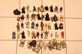   of Various Star Wars figures with accessories Droids Sith Jedi  