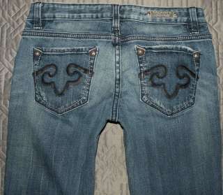 REROCK FOR EXPRESS SIZE 2 SHORT BOOT CUT STRETCH LOW RISE JEANS  