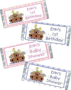 Baby Shower Birthday LARGE Candy Bar WRAPPERS NOAHS ARK Party Favors 