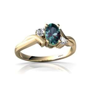    14K Yellow Gold Oval Created Alexandrite Ring Size 7.5 Jewelry