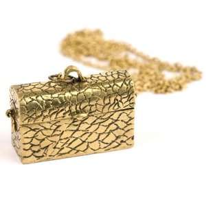  Vtg vintage brass gold purse bag chain pendant necklace by 