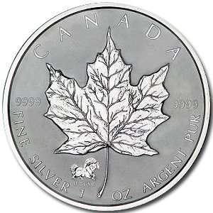 2002 1 oz Silver Canadian Maple Leaf   Lunar HORSE Privy 