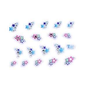  Blue/Pink Stars Rhinestone Nail Stickers/Decals Beauty