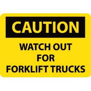 Caution, Watch Out For Fork Lift Trucks, 10X14, Adhesive Vinyl  