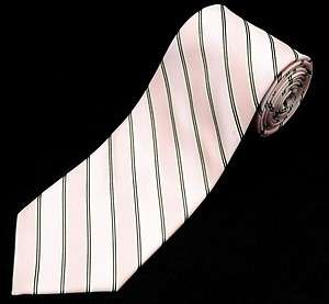 New JOSEPH ABBOUD Italy Pink & Brown Stripe Woven Silk Neck Tie MSRP $ 
