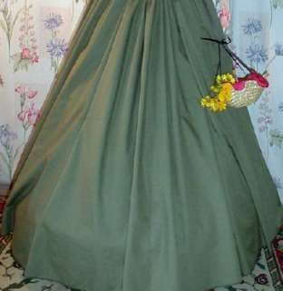WENCH PEASANT RENAISSANCE DRESS BLUE BODICE AND SAGE GREEN SKIRT 
