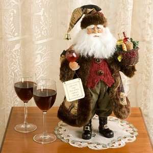  Karen Didion Burgandy Wine Basket Santa 16 Figurine