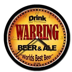  WARRING beer and ale cerveza wall clock 