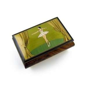   Wood Inlay 22 Note Ballerina Musical Jewelry Box