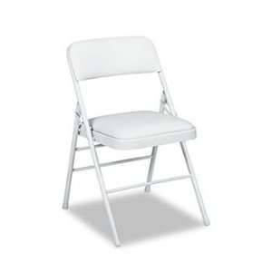  Deluxe Vinyl Padded Seat & Back Folding Chairs, Light Gray 