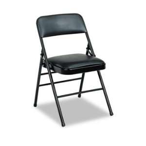  Deluxe Vinyl Padded Seat & Back Folding Chairs, Black, 4 
