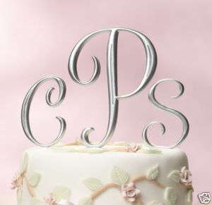 Silver Monogram Wedding Cake Topper CHOOSE LETTERS Size  