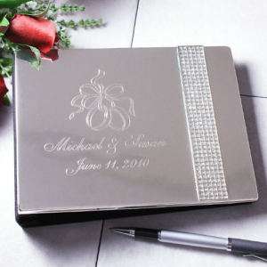 Engraved Personalized Silver Color Wedding Guest Book  