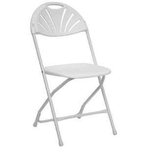   2141 White Plastic Fanback Folding Chair (Pack of 8)