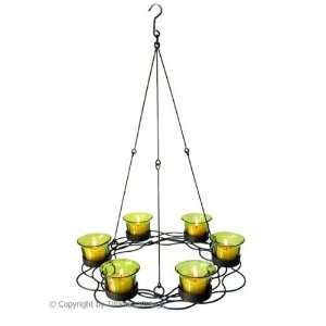    Amber Glass Votive Candle Holder Hanging Chandelier