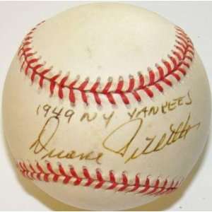 Duane Pillette Autographed Baseball   with 1949 NY  Inscription 