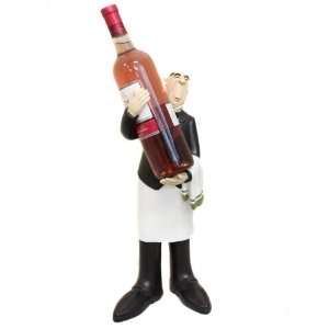 French Waiter Statue Figurine Wine Bottle Holder and Kitchen Decor 