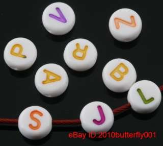 Free ship 1000pcs mixed letter acryl spacer beads 7x4mm  
