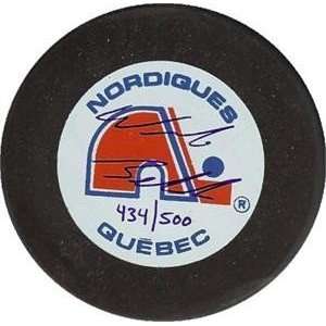 Wade Belak Autographed/Hand Signed Hockey Puck (Quebec Nordiques)