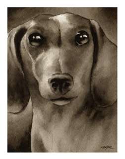MINIATURE DACHSHUND Dog Painting ART Signed Artist DJR  