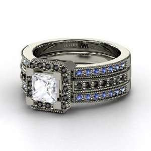  Va Voom Ring, Princess White Sapphire Palladium Ring with 