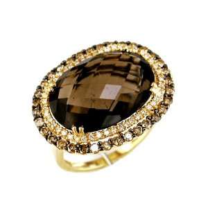   Diamond & Smoke Topaz Ring in 14K Yellow Gold (TCW 11.95). Jewelry