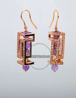 Versace 18K Rose Gold Versace Cube Collection Diamond and Amethyst 