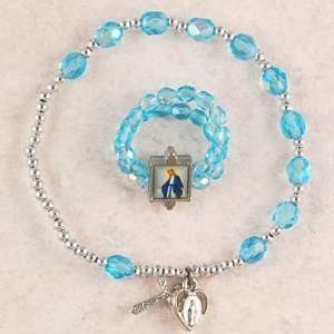  Miraculous St. Mary Mother of God Birthstone Stretch Aqua 