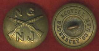 NJ17 post Civil War New Jersey NATIONAL GUARD button  
