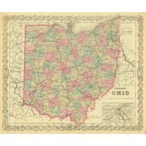  Colton 1881 Antique Map of Ohio